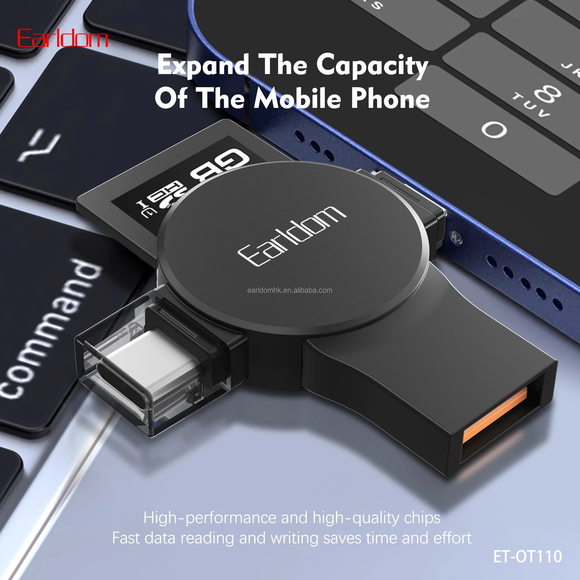 Lexues Kartelash 5n1 Earldom OT110 SD, Micro SD, Type-C, Lightning, USB-A