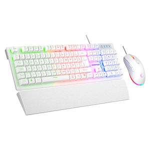 Kombo Gaming Rampage Fortuna V2 KM-RX7 – Tastiere + Maus, USB, RGB, E Bardhe foto 1