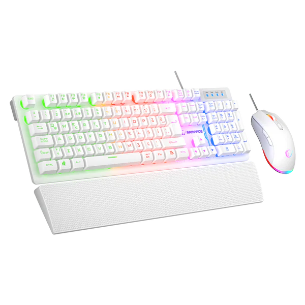 Kombo Gaming Rampage Fortuna V2 KM-RX7 – Tastiere + Maus, USB, RGB, E Bardhe foto 1