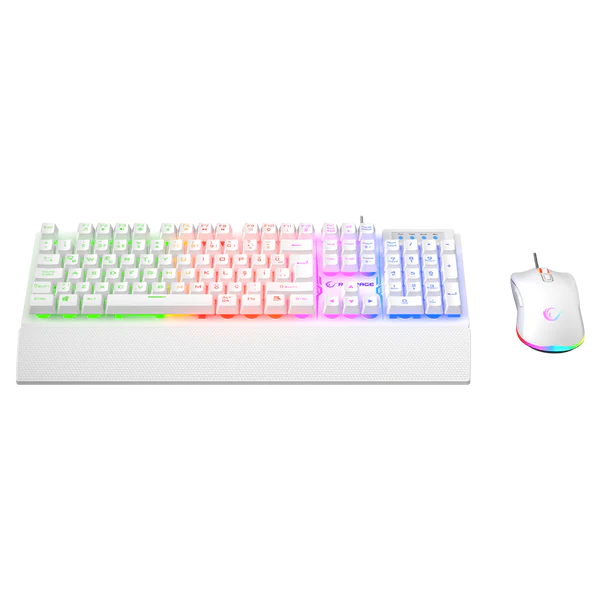 Kombo Gaming Rampage Fortuna V2 KM-RX7 – Tastiere + Maus, USB, RGB, E Bardhe foto 2