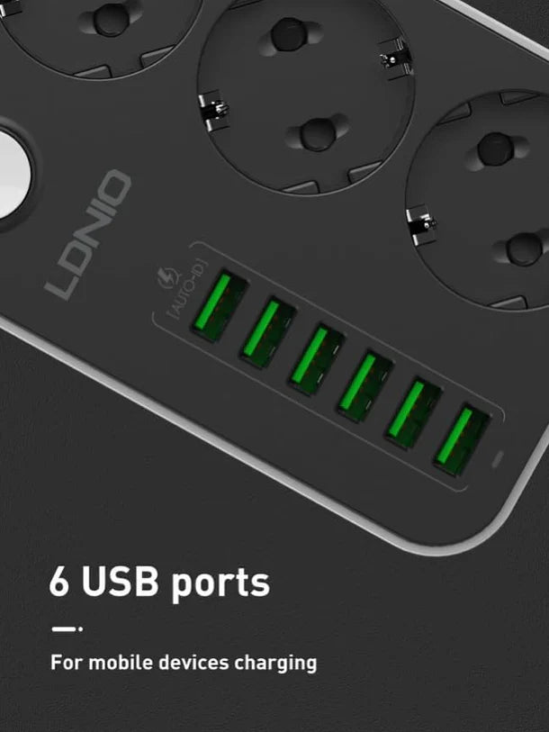 Prize Multifunksionale LDNIO SE3631 – 3 Porta Elektrike,6 USB, Mbrojtje Inteligjente nga Rryma foto 4