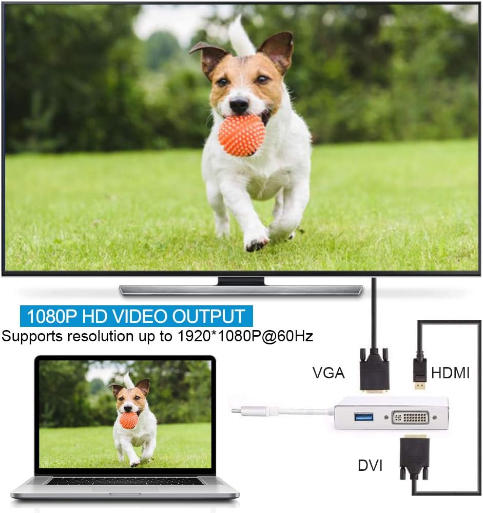 Konvertor Usb Type C to VGA DVI HDTV & USB Adapter 4ne1 foto 4