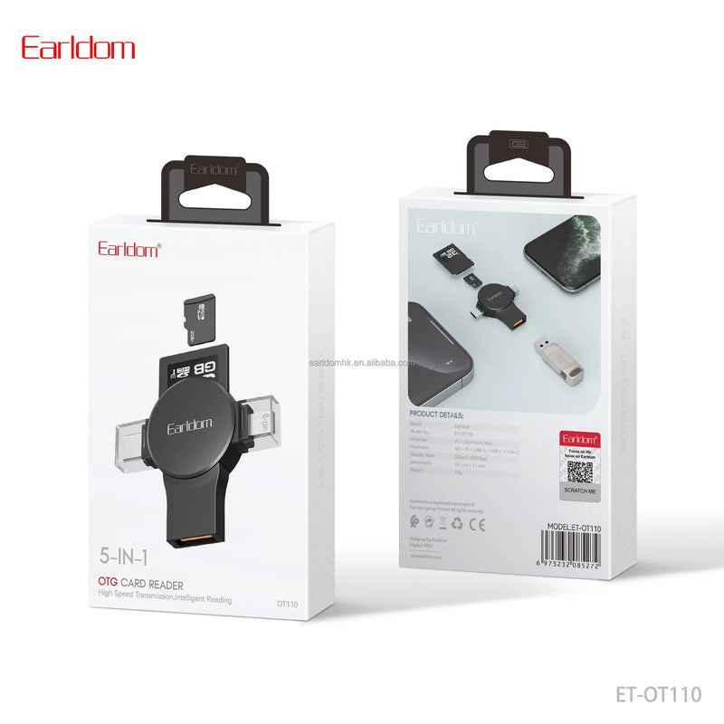 Lexues Kartelash 5n1 Earldom OT110 SD, Micro SD, Type-C, Lightning, USB-A