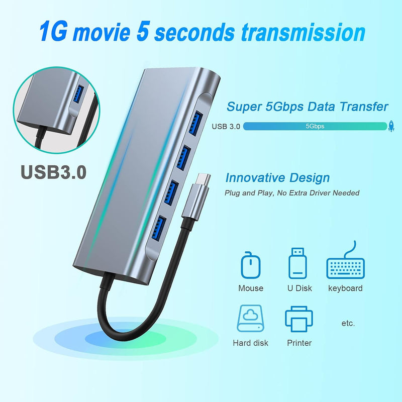 Konverter Shumefunksional USB-C 11-ne-1 foto 6