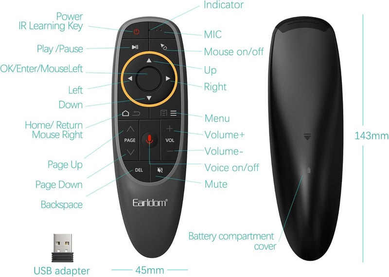 Telekomande Earldom RM01 Air Mouse 2.4GHz