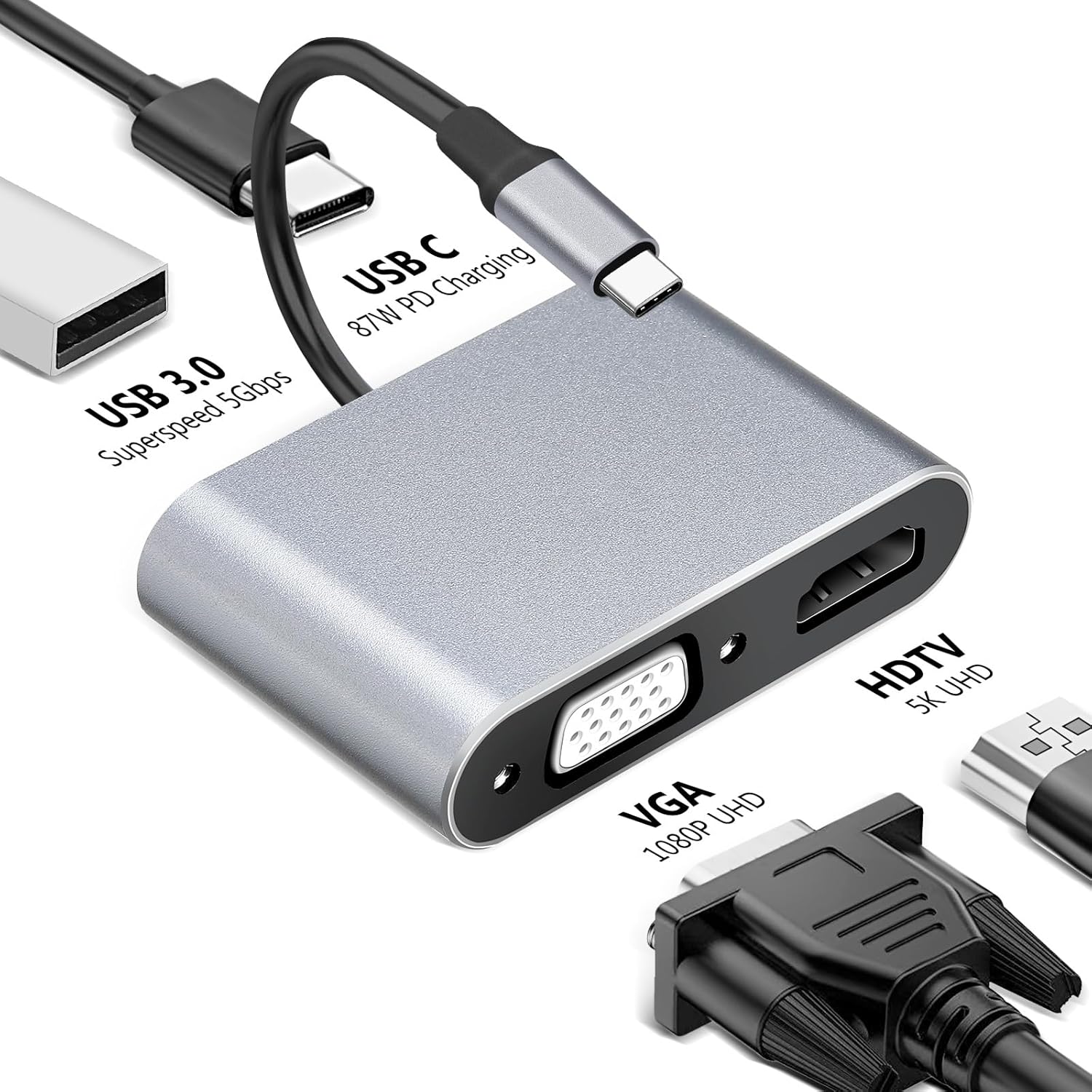 Konvertor Usb Type C to HUB PD HDTV +VGA+USB 4ne1 foto 2