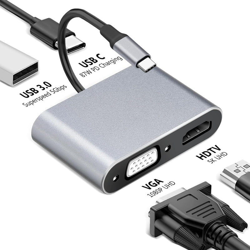 Konvertor Usb Type C to HUB PD HDTV +VGA+USB 4ne1 foto 2