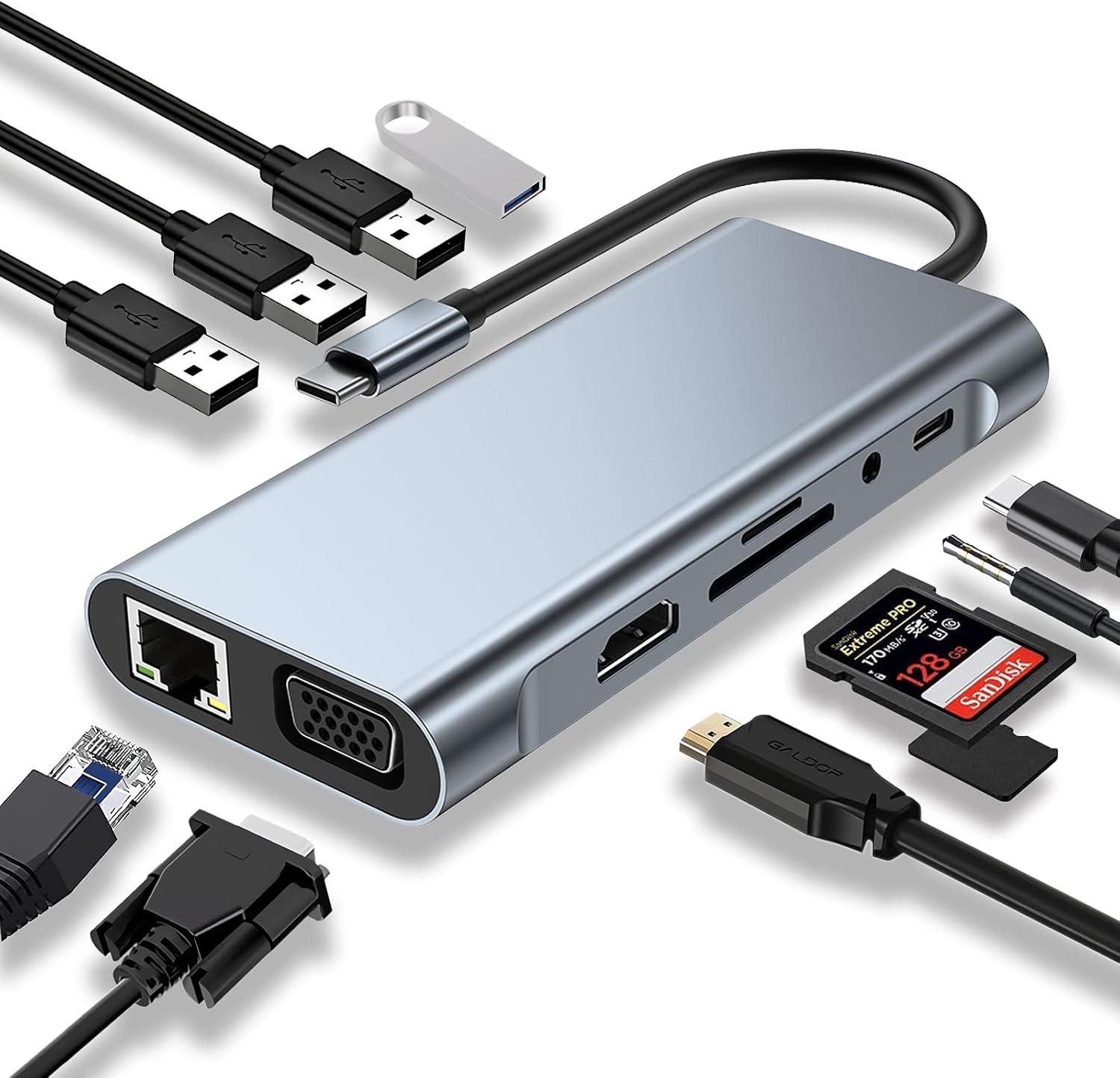 Konverter Shumefunksional USB-C 11-ne-1 foto 1