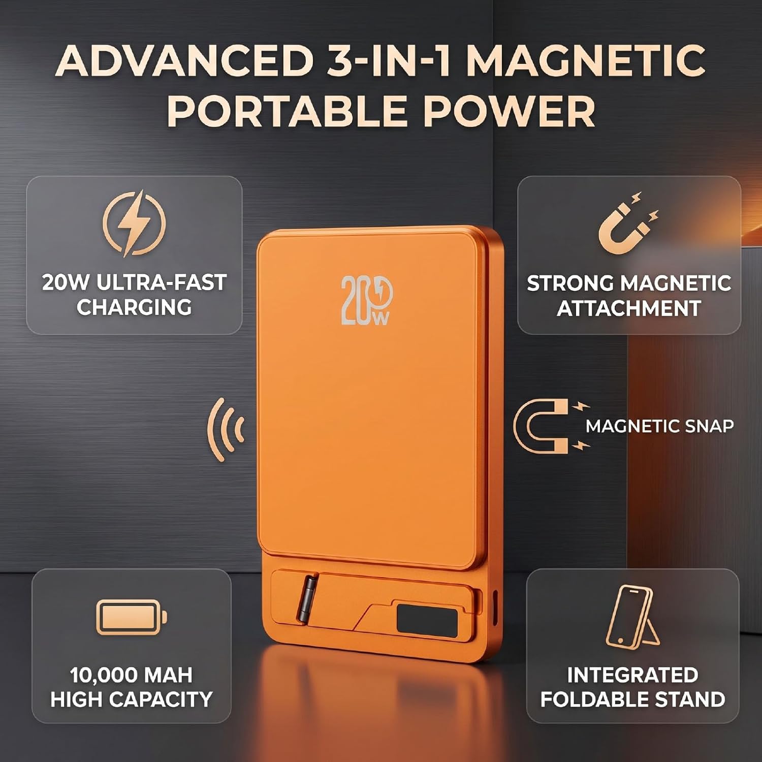 PowerBank Wireless Magnetico 3ne1 10000 mAh foto 2