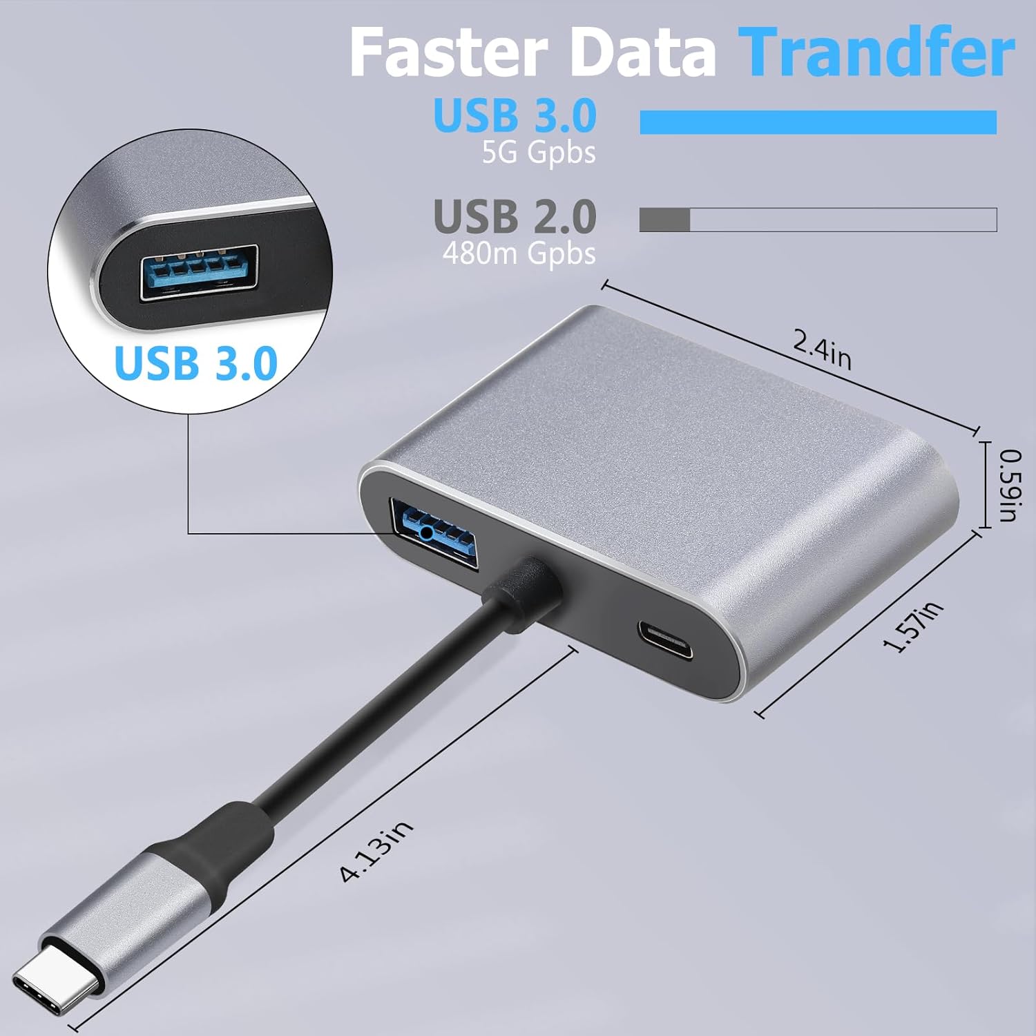 Konvertor Usb Type C to HUB PD HDTV +VGA+USB 4ne1 foto 3