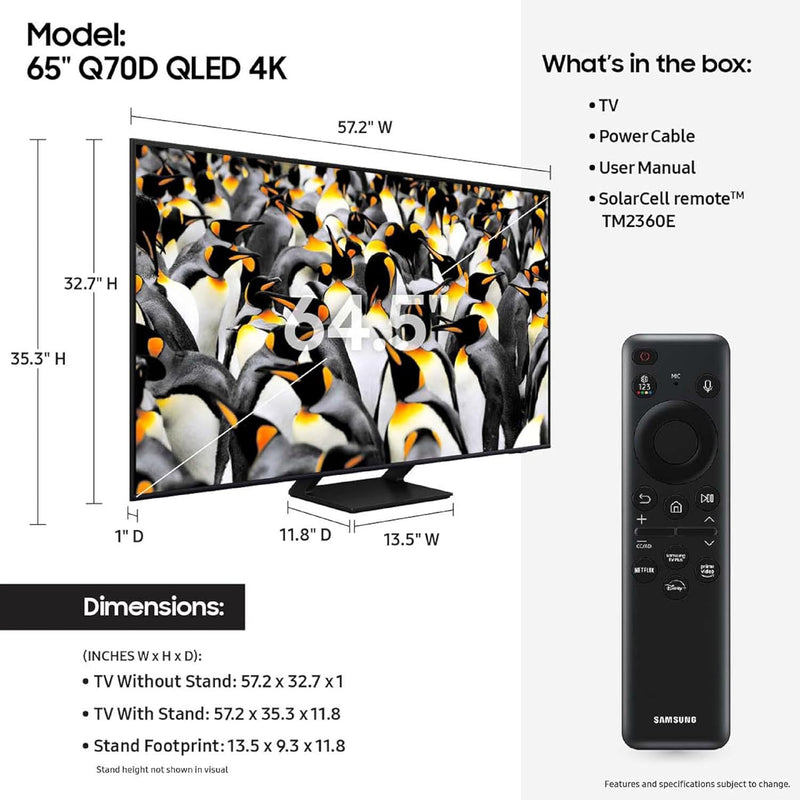 Televizor Samsung QE65Q70DATXXH, 65″, 4K Smart, i zi foto 2