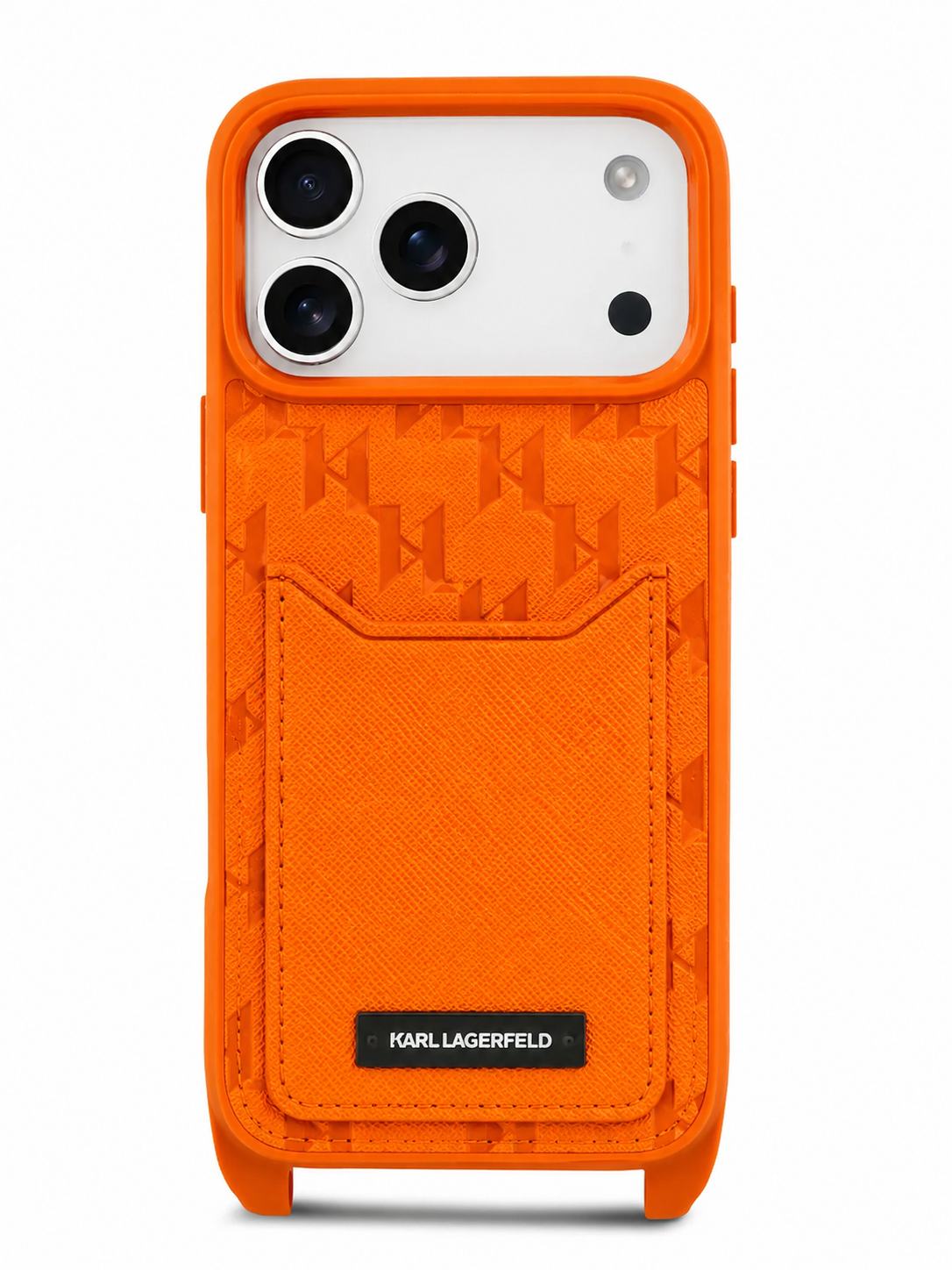 Karl Lagerfeld per iPhone 17 Pro Max Case / PU Grained Back Cover With Card Holder - Orange