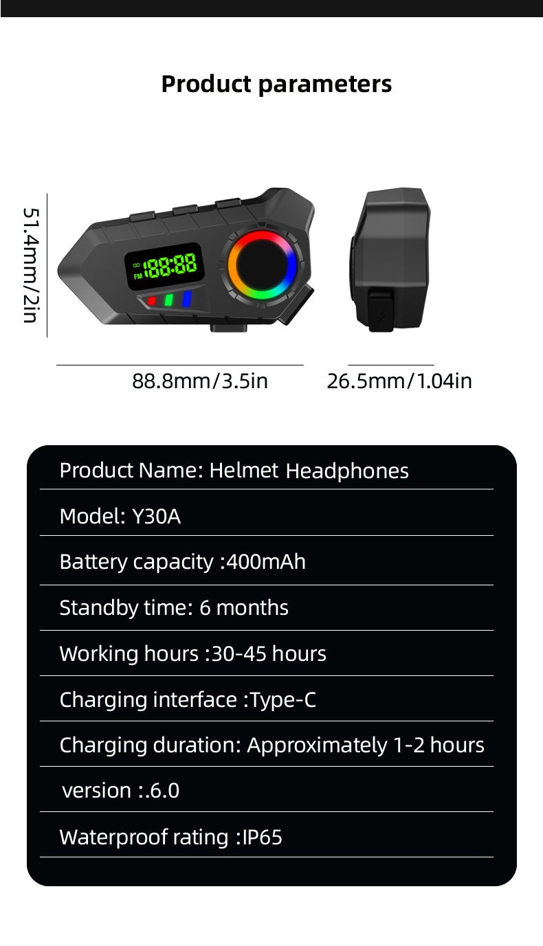 Kufje Wireless per Motociklete Y30A foto 4