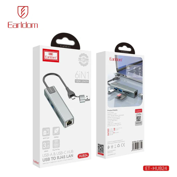 Usb Hub24 6ne1 USB & USB-C TO RJ45 LAN HUB foto 2