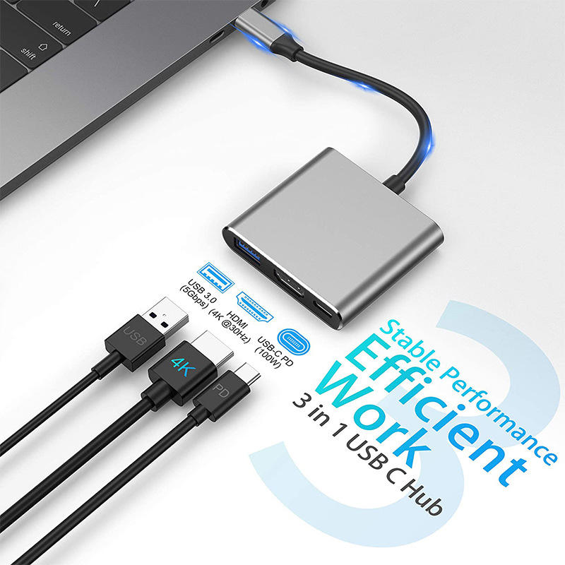 Usb-c Hub 3ne1 HDTV+USB 3.0+TYPE-C (PD) foto 2