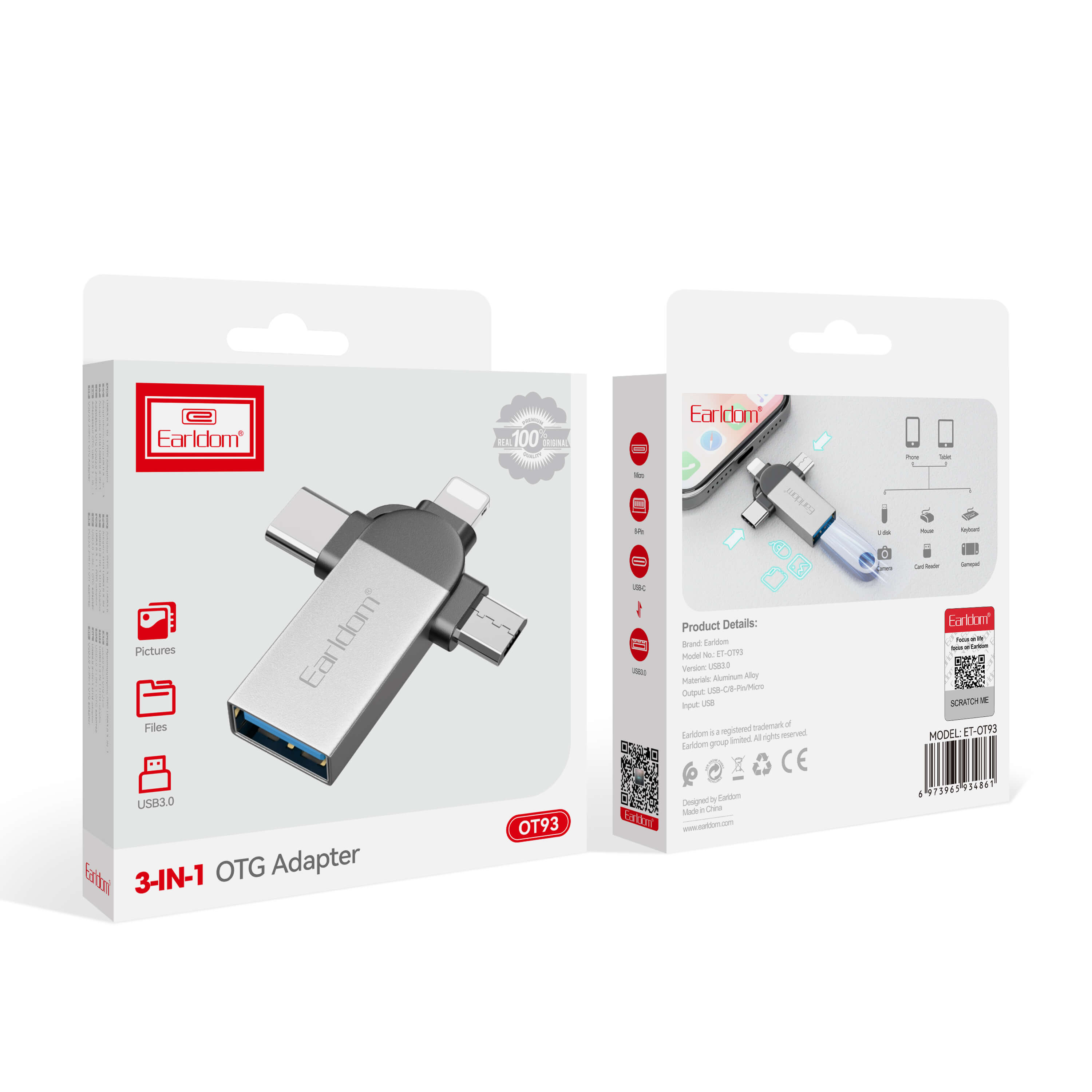 Adapter OTG 3 in 1 Marka : Earldom OT93