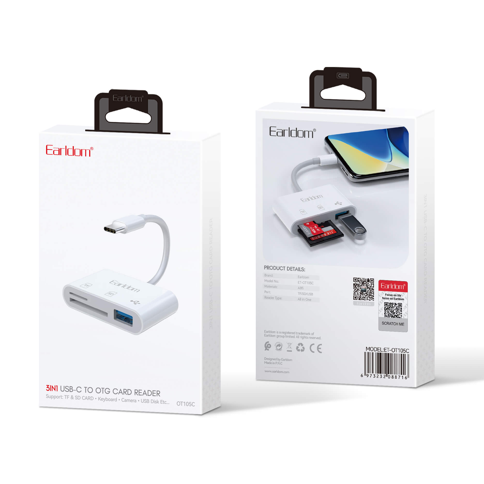 Adapter Card Reader 3 in 1 : Earldom OT105c