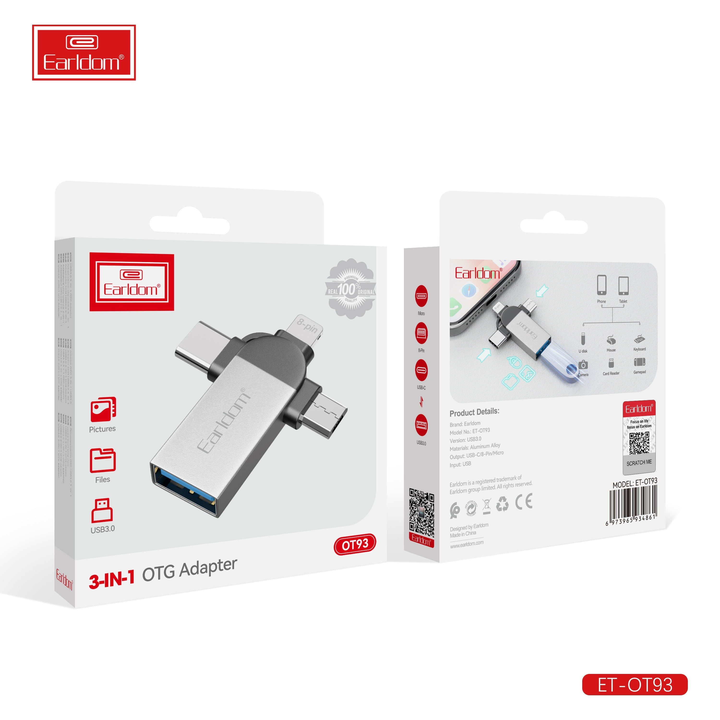 Adapter OTG 3 in 1 Marka : Earldom OT93 foto 4
