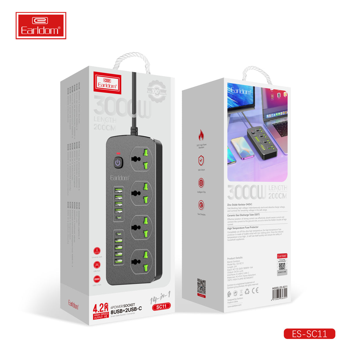 Kabllo Vazhduese 14n1 Earldom SC11 3000W 2m
